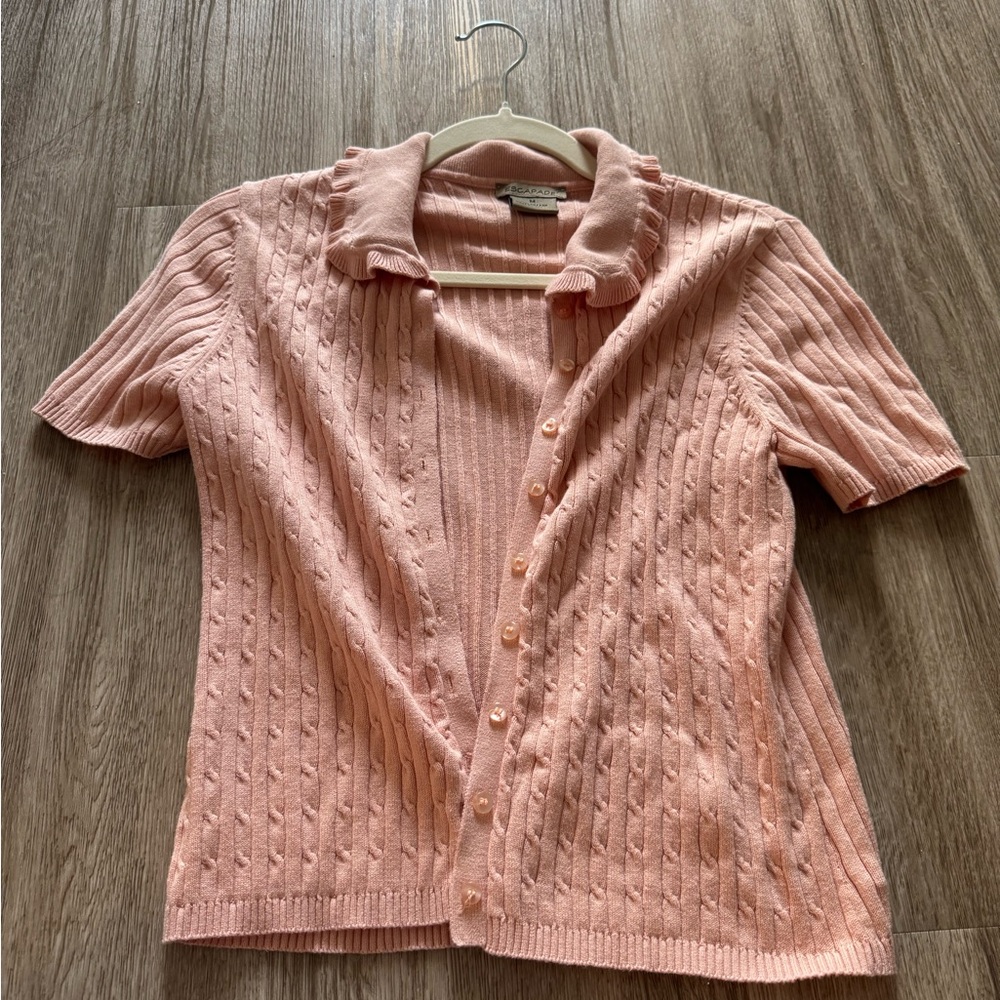 Pink Cable Knit Cardigan